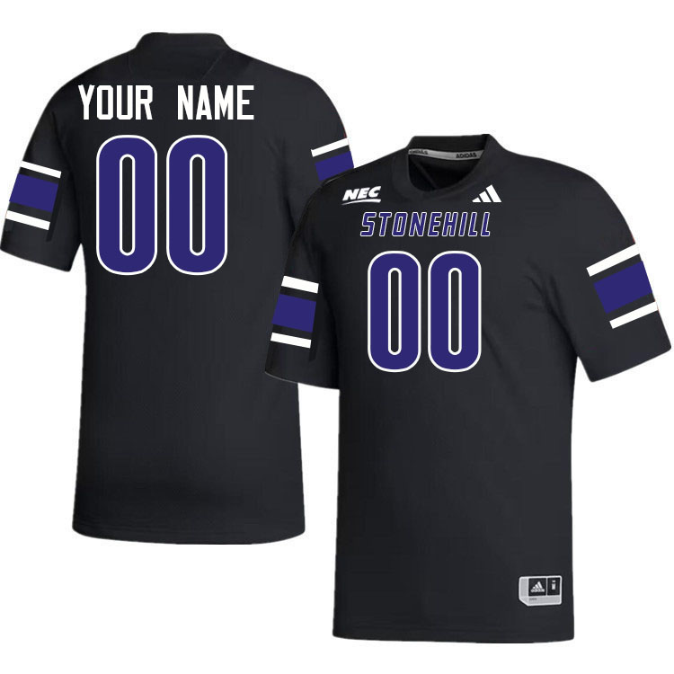 Custom Stonehill Skyhawks Name And Number College Football Jerseys-Black